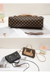 Détail de sacs à bandoulière en similicuir avec motifs géométriques et boucles en métal