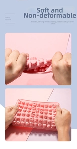 Close-up showing the flexibility of the pink silicone gummy mold without deformation