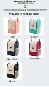 Five colors of waterproof oxford lunch bags with thermal aluminum foil and mesh pocket
