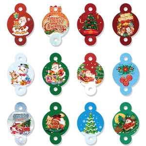 Detailed grid of 12 Christmas paper straw cards with festive Santa and snowman designs