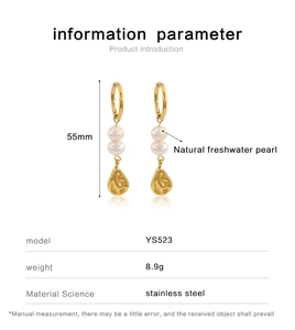 Specifiche dettagliate dei pendenti da 55mm con perle d'acqua dolce naturali e acciaio inox
