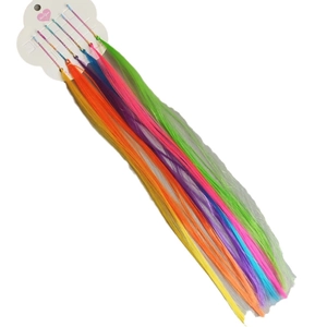 Extension colorate in capelli sintetici per bambine su supporto a forma di nuvola bianca