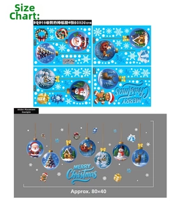 Detail of 4-sheet Christmas static window stickers set with Santa and snowman motifs