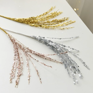 Christmas Sequin Branches Fireworks Style Sparkly Plastic Glitter Sprays For Tree Vase Filler Holiday Party Home Decor