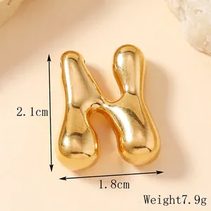 3D balloon initial H gold pendant necklace with cubic zirconia and shiny mirror finish