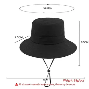 Cappello a secchiello nero ad asciugatura rapida per protezione solare con sottogola