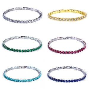 Classic hip hop tennis bracelets with colorful cubic zirconia in gold and silver plating