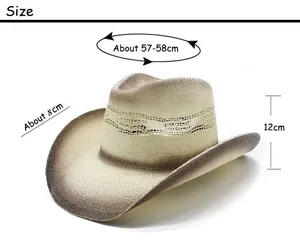 Guide des tailles pour chapeau de cow-boy en paille tressée avec bord large de 8cm