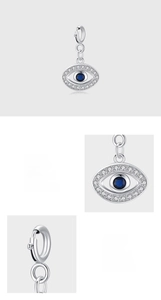 Dettaglio del ciondolo occhio del male in argento 925 con pietre di zirconia 5A