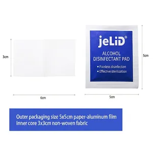 Sterile alcohol prep pads 5x5cm for earrings and skin disinfection with non-woven core