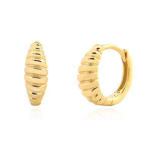 French Croissant Ribbed Huggie Hoop Earrings 925 Sterling Silver High End Elegant Fashion Jewelry For Women