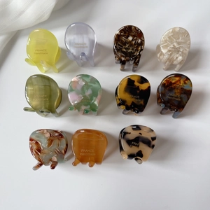 Mini Hair Claw Clips Acetate Round Marble Tortoise Shell Korean Style Hairpins For Women Girls Side Fringe Decor