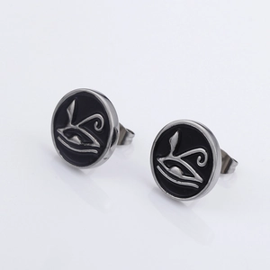 Vintage Tree of Life and Eye of Horus stud earrings in black and silver stainless steel