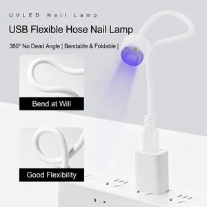 Portable UV LED Nail Lamp Flexible Gooseneck USB Powered Plastic Mini Nail Dryer For Gel Polish Curing Manicure Tool White