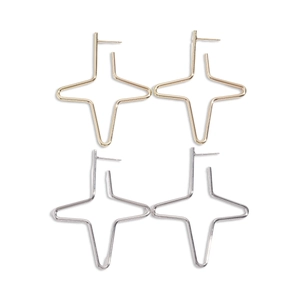 Minimalist geometric star stud earrings in polished gold and silver plated finish