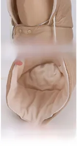 Detail of winter warm hat set with thick fleece lining and adjustable drawstring