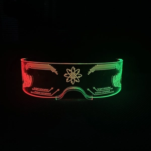 Cyberpunk dual-color LED glasses with red and green glow for parties and music festivals