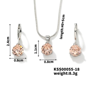 Détails de l'ensemble collier et boucles d'oreilles en cristal champagne