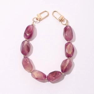 Sparkly purple acrylic beaded chain strap for phone or bag with gold metal clasps