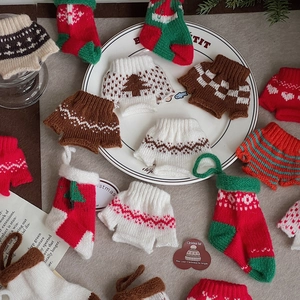 Miniature knitted Christmas sweater and sock ornaments for tree decor and DIY crafts