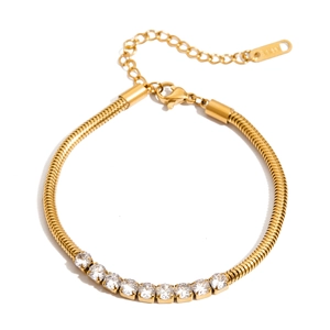 Elegante bracciale a catena serpente in acciaio inossidabile 18k con zirconi cubici