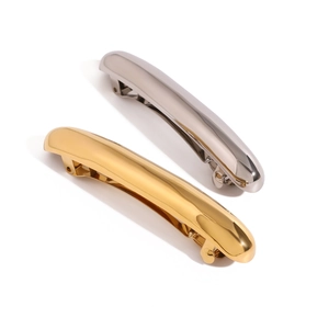 Barrettes à ressort minimalistes en acier inoxydable poli coloris or et argent