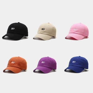Classic 1987 embroidery details on soft cotton baseball caps in six vibrant colors