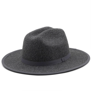 Wide Brim Fedora Hat 100% Polyester Felt Flat Brim Classic Jazz Cap For Men Women With Ribbon Band Solid Color