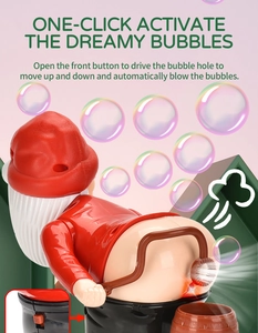 Funny Santa Claus bubble machine toy blowing colorful bubbles from the back