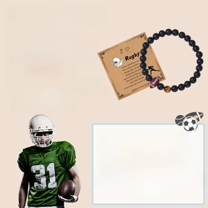 Men's 8mm natural tiger eye stone rugby bracelet with adjustable elastic band and card