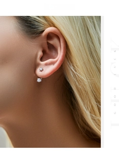 Detailed close-up of s925 silver double stud earrings with front and back dangling crystals