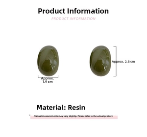 Detailed size view of dark green resin geometric C-shaped stud earrings showing 2.8cm height