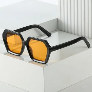 Hexagon Sunglasses Geometric Polygon Thick Frame UV400 Protection PC Lens Retro Chic Trendy Unisex Eyewear Driving Party
