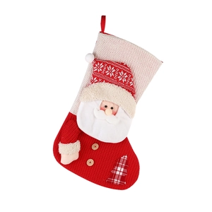 Weihnachtssocke Deko mit 3D-Weihnachtsmann und Strickmuster für den Tannenbaum-Aufhänger