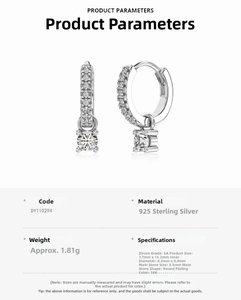 Detailed specifications of S925 silver hoop earrings with 5A zircon and 18K plating