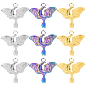 Moth Moon Pendant Necklace Stainless Steel Vacuum 18k Gold Plated Butterfly Wings Gothic Bohemian Jewelry For Women