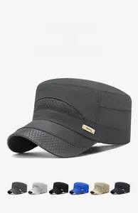 Detailed view of quick-dry sun hats featuring hexagonal mesh fabric and metal side branding