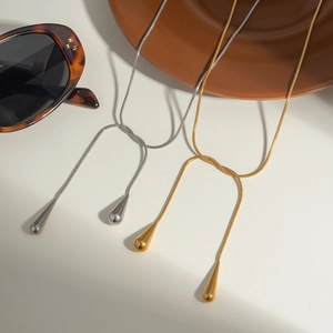 Colliers Y réglables avec pendentif goutte d'eau en or et argent sur chaîne serpent