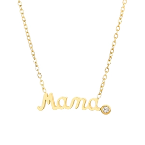 Elegant gold-plated Mama pendant necklace with sparkling crystal inlay for women gift