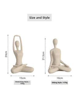 Tabella dettagliata delle taglie per statue yoga in arenaria in varie pose