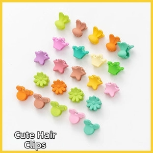 Colorful macaron plastic mini hair clips in star, flower, and bow shapes for girls