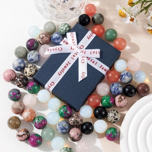 Colorful natural crystal ball set with elegant jewelry gift box and decorative ribbons