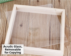 Detail view of high transparency acrylic glass and solid wood frame for DIY art tracing