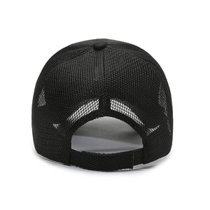 Breathable black mesh baseball cap for summer outdoor sports with adjustable strap back