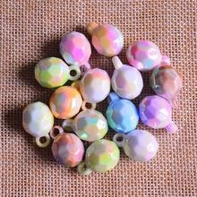 Macro shot of 16mm multi-colored faceted star ball pendants for DIY jewelry making