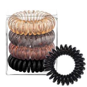 Spiral Hair Ties Telephone Cord Plastic Resin High Elasticity No Crease Simple Solid Color For Women Girls