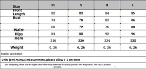 Tableau des tailles pour robe en popeline à fleurs avec mesures en centimètres de XS à L