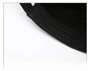 Detail des Schweißbands und der feinen Nähte in einer schwarzen flachen Baumwollkappe