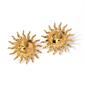 Élégantes boucles d'oreilles étoile à huit branches en acier inoxydable plaqué or 18 carats