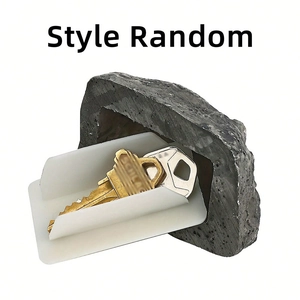 Realistic resin rock key hider with grey stone texture and sliding bottom compartment